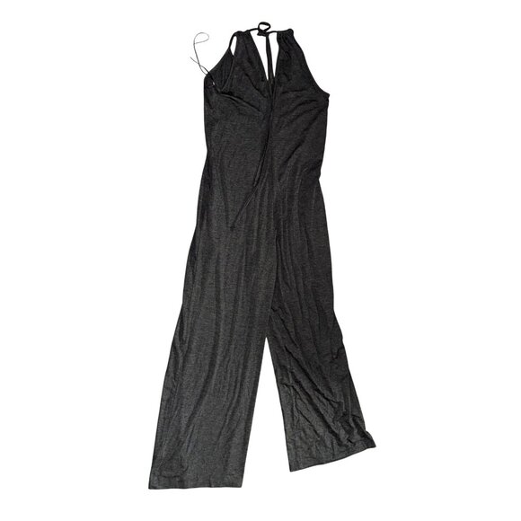 Socialite Womens Sleeveless Halter Jumpsuit Charcoal Grey Size S Made In USA - Picture 6 of 9